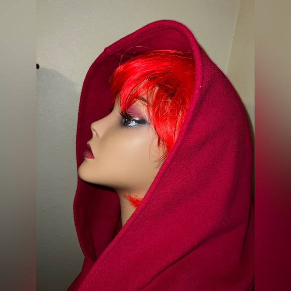 ❤️ MOLINA Crimson RED Hooded Cape Cloak Pancho Scarf IRELAND Cashmere Wool NWOT! - Picture 7 of 16